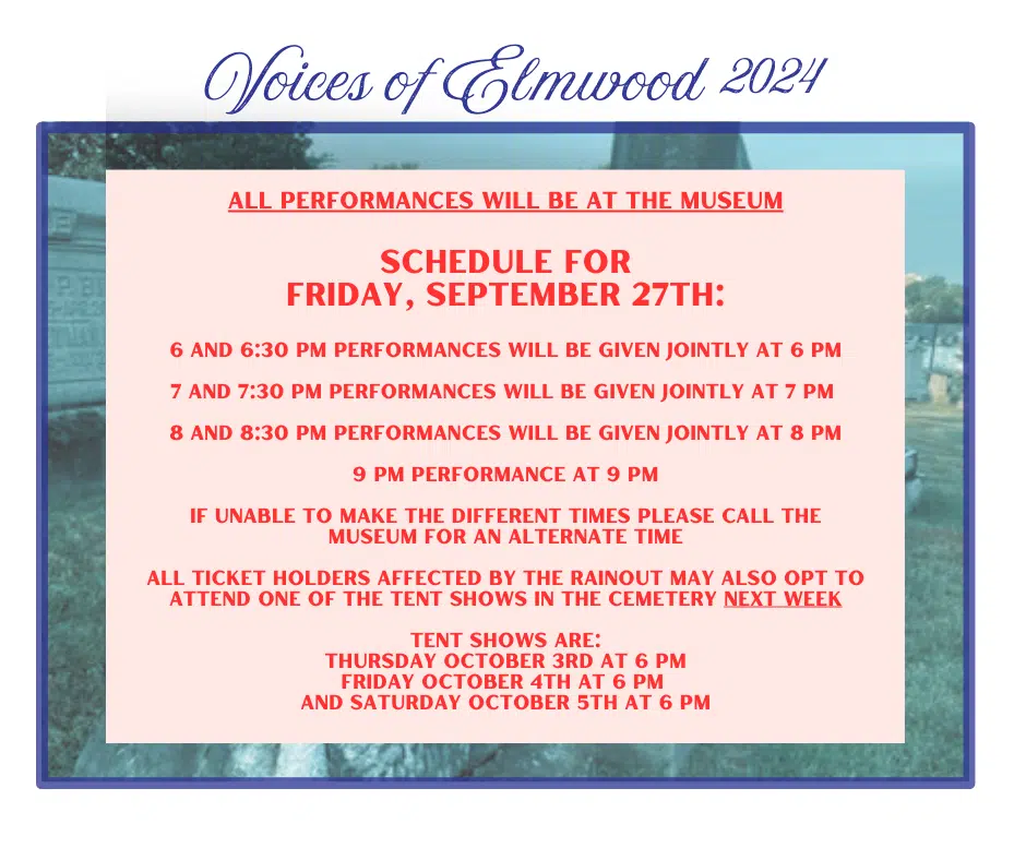 Schedule for Friday September 27th